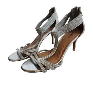 Bakboo Size 8 Sparkling Silver Sandal Heels